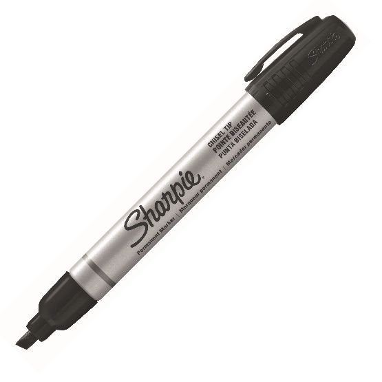 SHARPIE® PRO - cienki i ścięty - kolor czarny - pudełko 12 sztuk
