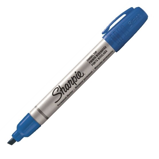SHARPIE® PRO - cienki i ścięty - kolor niebieski - pudełko 12 sztuk