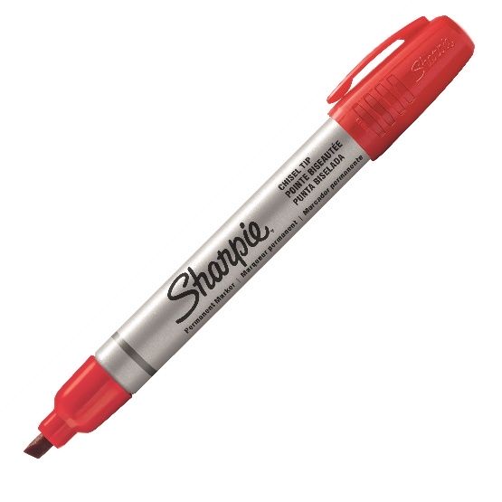 SHARPIE® PRO - cienki i ścięty - kolor czerwony - pudełko 12 sztuk