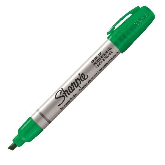 SHARPIE® PRO - cienki i ścięty - kolor zielony -  pudełko 12 sztuk